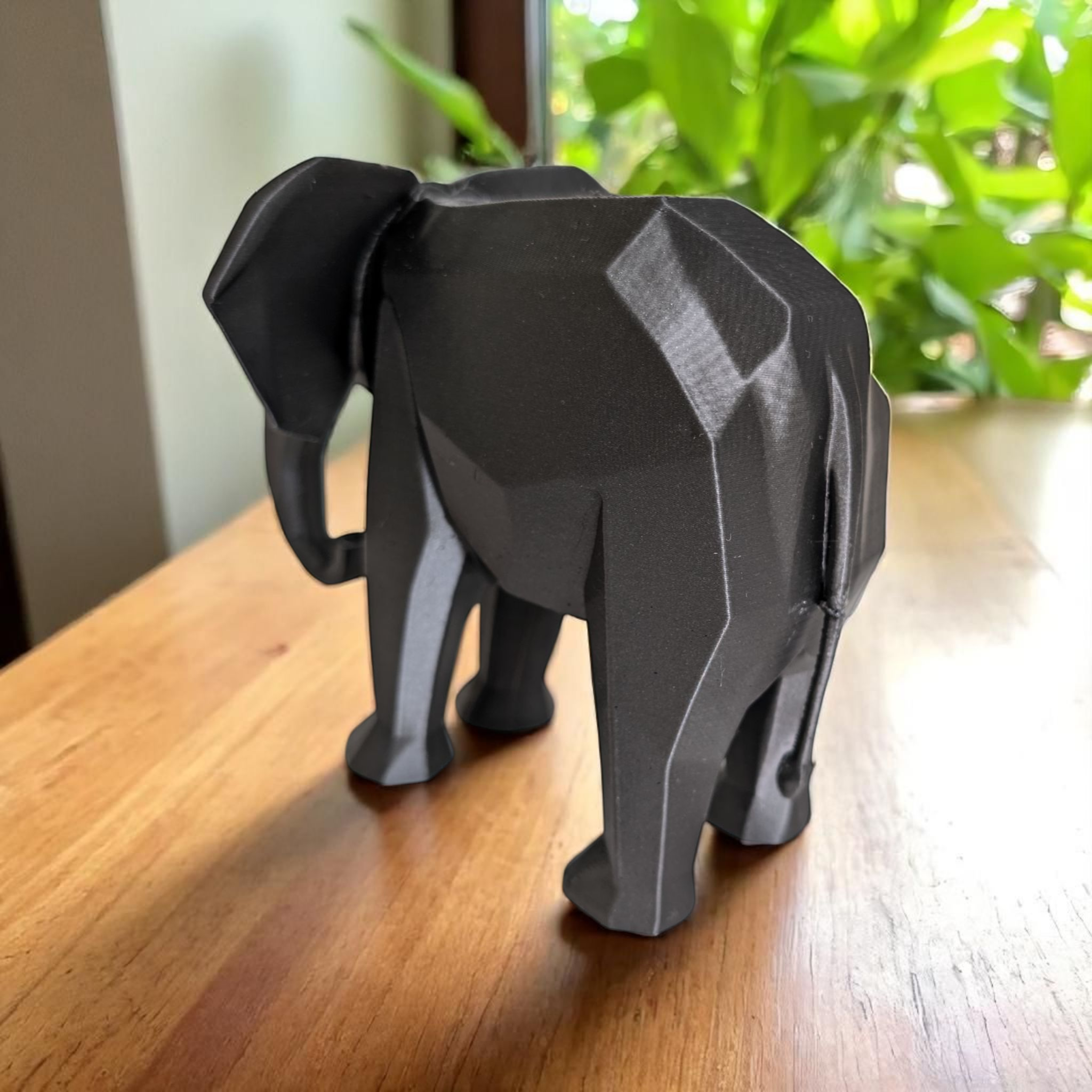 Modern Minimalist Low Poly Elephant - Side View